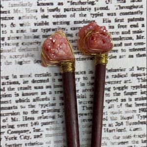 Hairsticks Hair Stick Pink Rock/Crystal/Geode